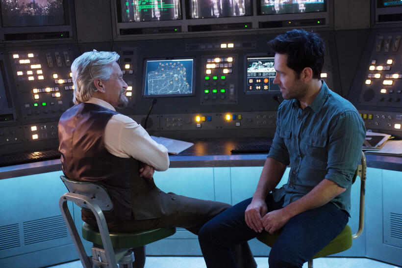 Michael Douglas as Hank Pym and Paul Rudd as Scott Lang/Ant-Man in "Ant-Man."
