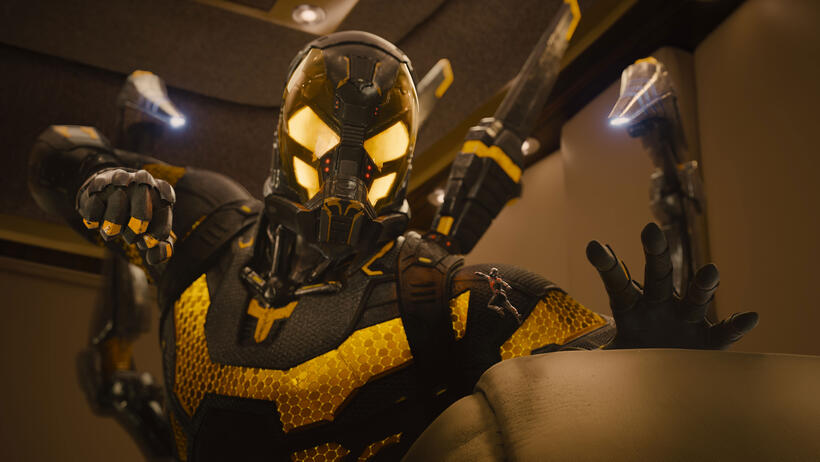 Corey Stoll as Darren Cross/Yellowjacket and Paul Rudd as Scott Lang/Ant-Man in "Ant-Man."