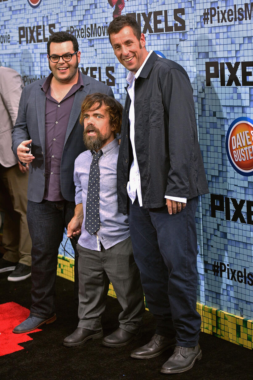 Josh Gad, Peter Dinklage and Adam Sandler at the New York premiere of "Pixels."
