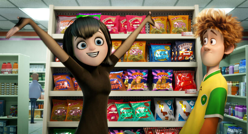 Selena Gomez voices Mavis and Andy Samberg voices Jonathan in "Hotel Transylvania 2."