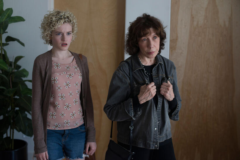 Julia Garner as Sage and Lily Tomlin as Elle in "Grandma."
