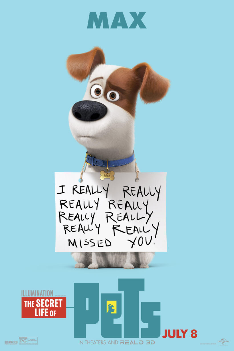 Character poster for "The Secret Life of Pets."