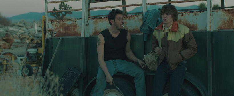 Kevin Alejandro as Skid and Evan Peters as Charles in "Safelight."