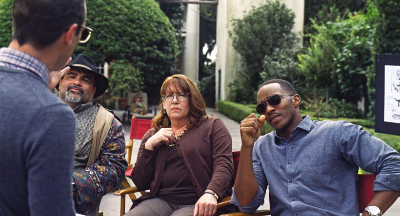 Ann Dowd as Nell and Anthony Mackie as Ben in "Our Brand Is Crisis."