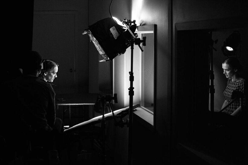 A scene from on the set of "Experimenter."