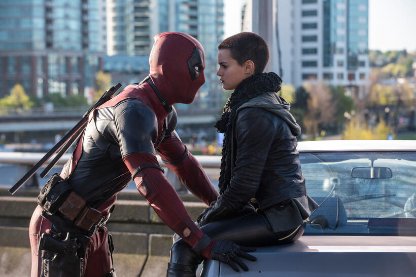 Ryan Reynolds as Wade and Brianna Hildebrand as Negasonic Teenage Warhead in "Deadpool."