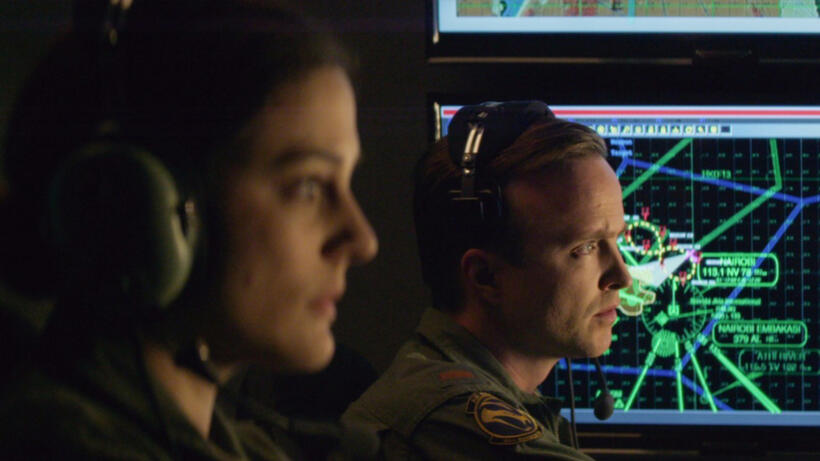 Phoebe Fox as Carrie Gershon and Aaron Paul as Steve Watts in "Eye in the Sky."