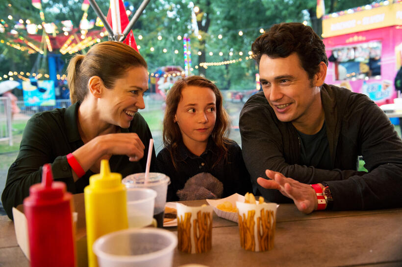 Marie-Josee Croze as Ann, Lilah Fitzgerald as Mina and James Franco as Tomas in "Every Thing Will Be Fine."