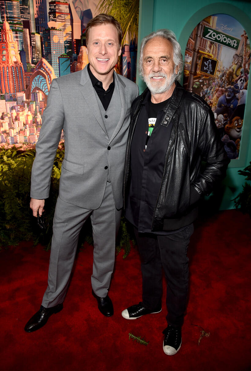 Alan Tudyk and Tommy Chong at the California premiere of "Zootopia."