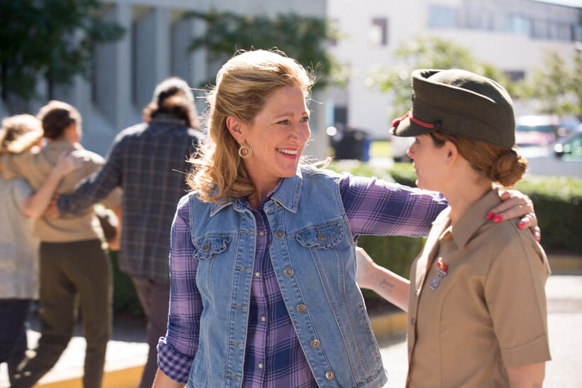 Edie Falco and Kate Mara as Jackie and Megan Leavey in Gabriela Cowperthwaite's MEGAN LEAVEY, a Bleecker Street release.