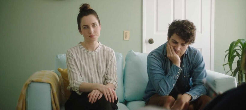 Adam Pally as Ben and Zoe Lister-Jones as Anna in "Band Aid."