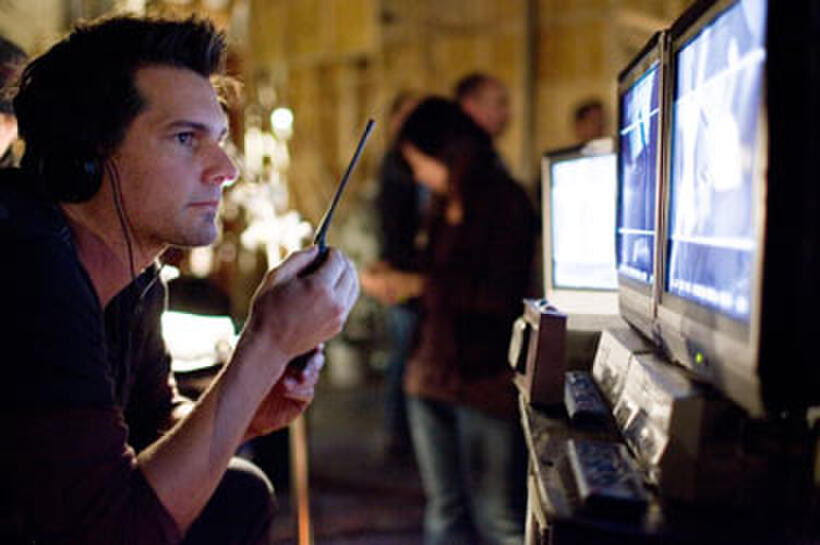 Director Len Wiseman on the set of "Live Free or Die Hard."