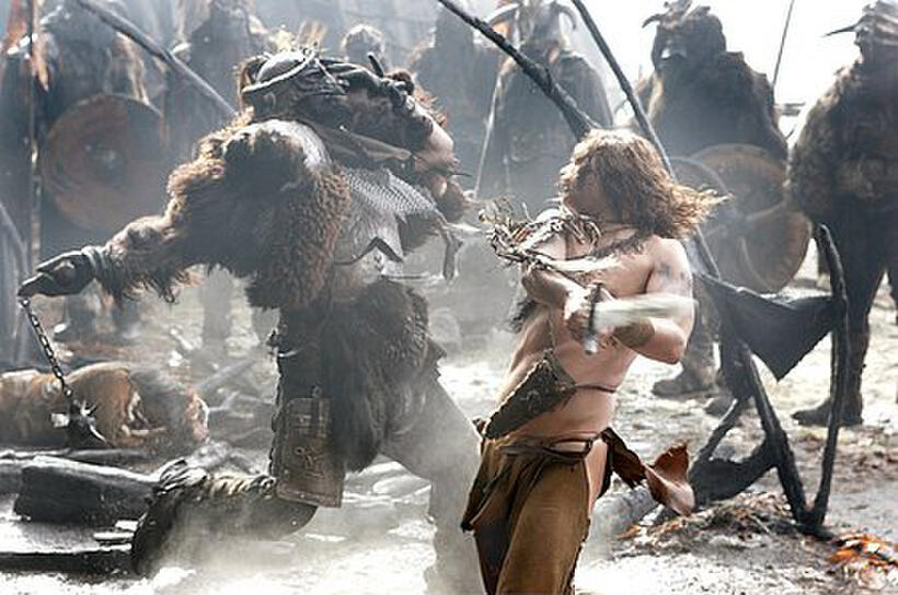 Karl Urban, right, wages a violent, personal war against marauding Vikings in "Pathfinder."