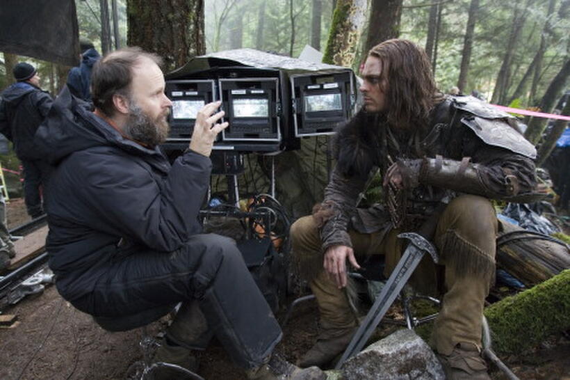 Director Marcus Nispel and Karl Urban on the set of "Pathfinder."
