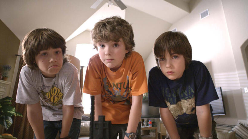 Leo Howard as Laser, Trevor Gagnon as Loogie and Rebel Rodriquez as Lug in "Shorts."