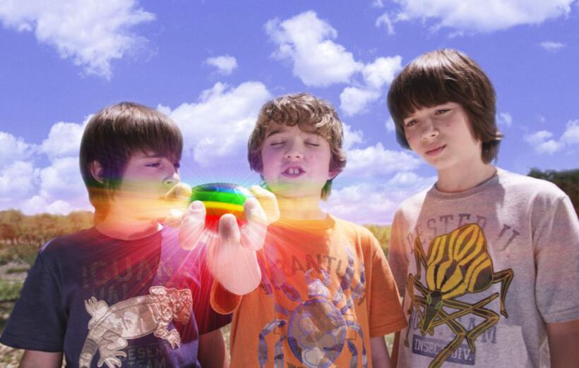 Rebel Rodriguez as Lug, Leo Howard as Laser and Trevor Gagnon as Loogie in "Shorts."