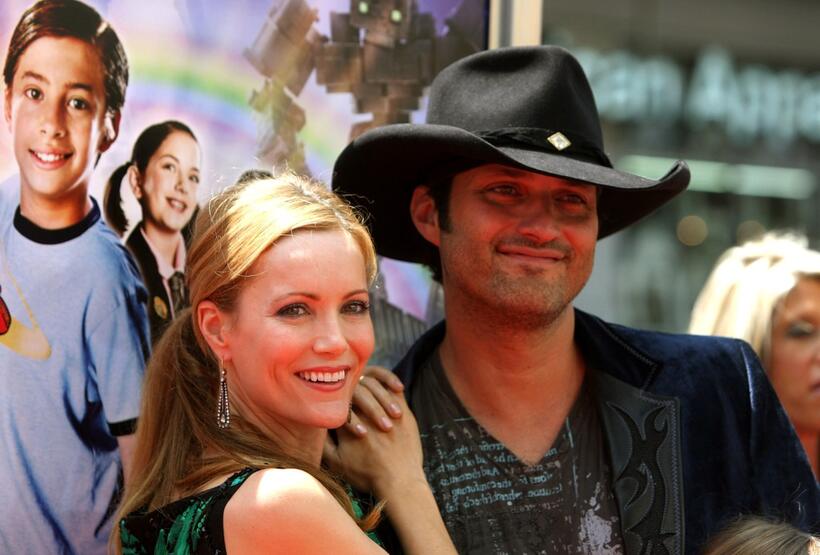 Leslie Mann and Robert Rodriguez at the California premiere of "Shorts."