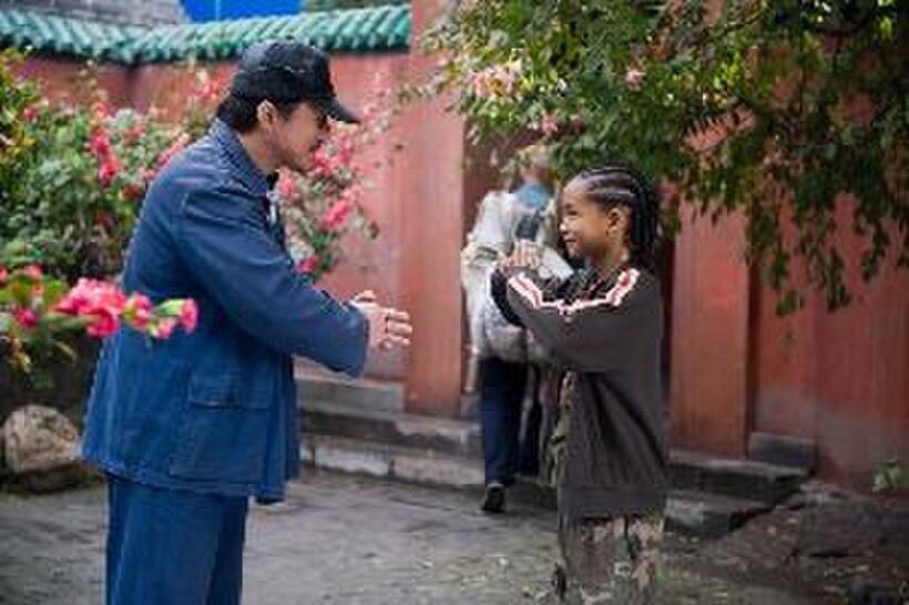 Jackie Chan as Mr. Han and Jaden Smith as Dre Parker in "The Karate Kid (2010)."