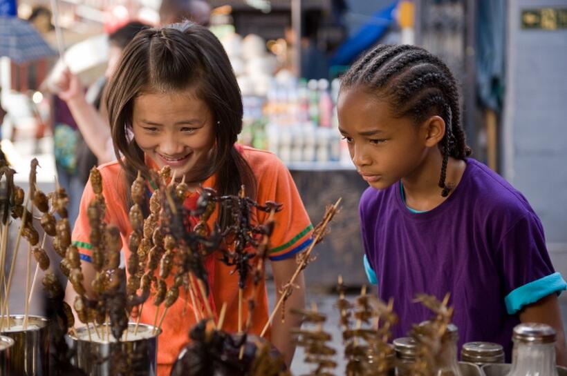 Han Wen Wen as Meiying and Jaden Smith as Dre Parker in "The Karate Kid (2010)."