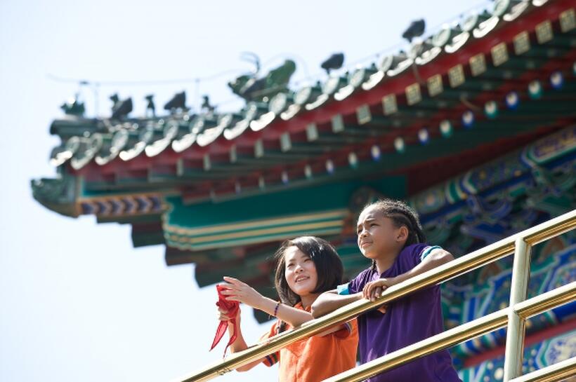 Han Wen Wen as Meiying and Jaden Smith as Dre Parker in "The Karate Kid (2010)."