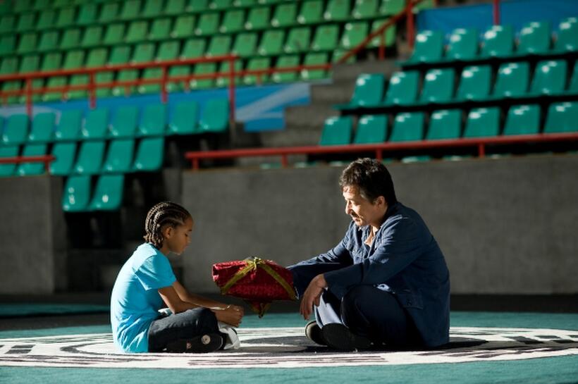 Jaden Smith as Dre Parker and Jackie Chan as Mr. Han in "The Karate Kid (2010)."