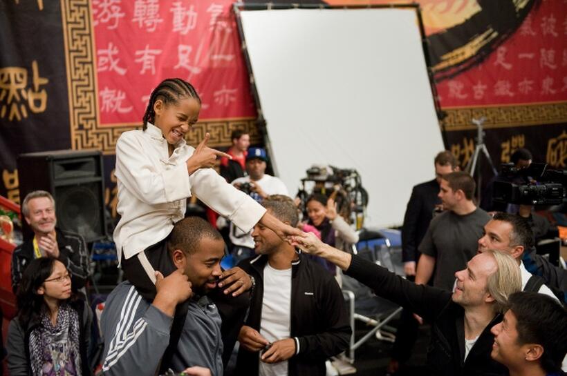 Jaden Smith and director Harald Zwart on the set of "The Karate Kid (2010)."