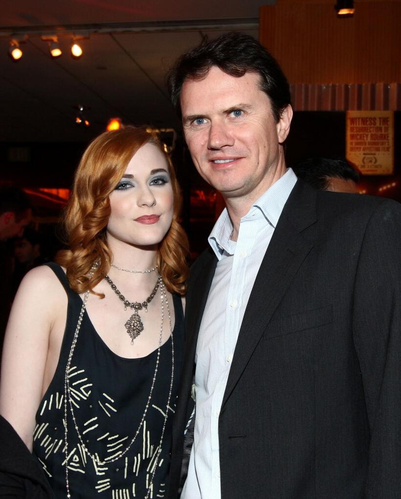 Evan Rachel Wood and Peter Rice at the after party of the California premiere of "The Wrestler."