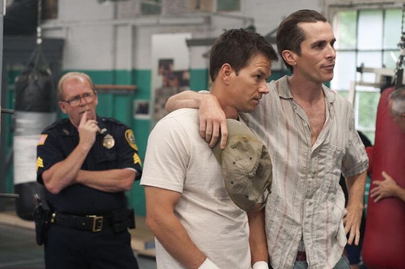 Mickey O'Keefe as himself, Mark Wahlberg as Micky Ward and Christian Bale as Dicky Eklund in "The Fighter."