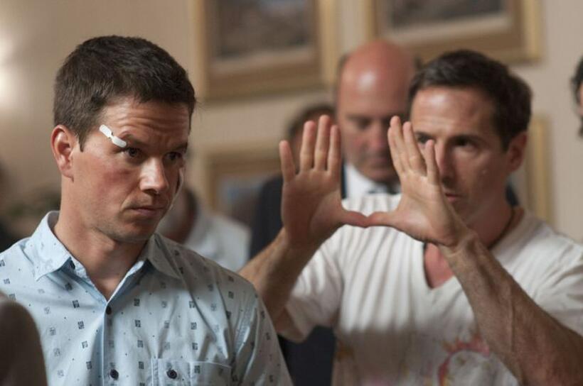 Mark Wahlberg and director David O. Russell on the set of "The Fighter."