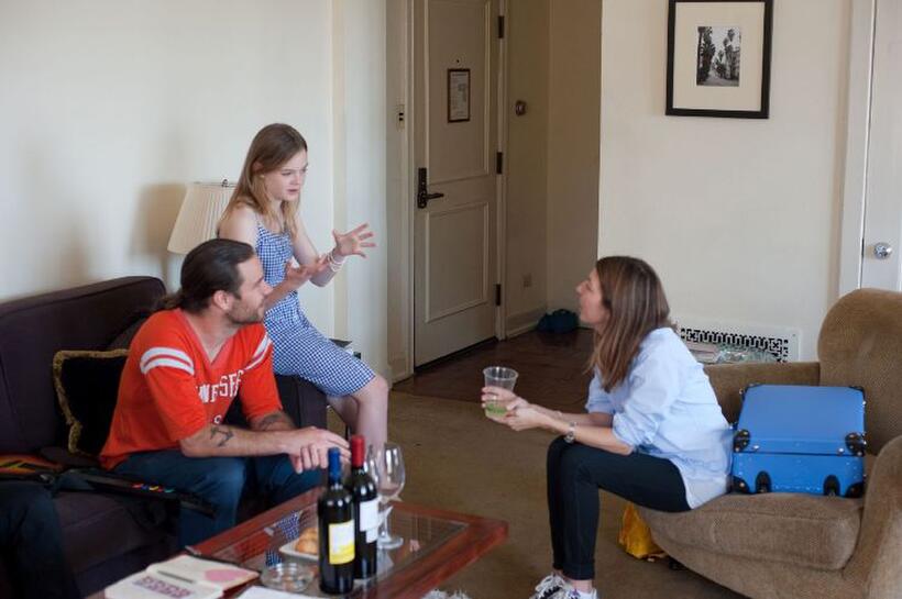 Chris Pontius, Elle Fanning and director Sofia Coppola on the set of "Somewhere."