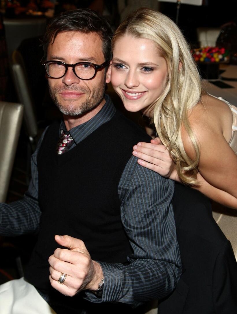 Guy Pearce and Teresa Palmer at the after party of the California premiere of "Bedtime Stories."