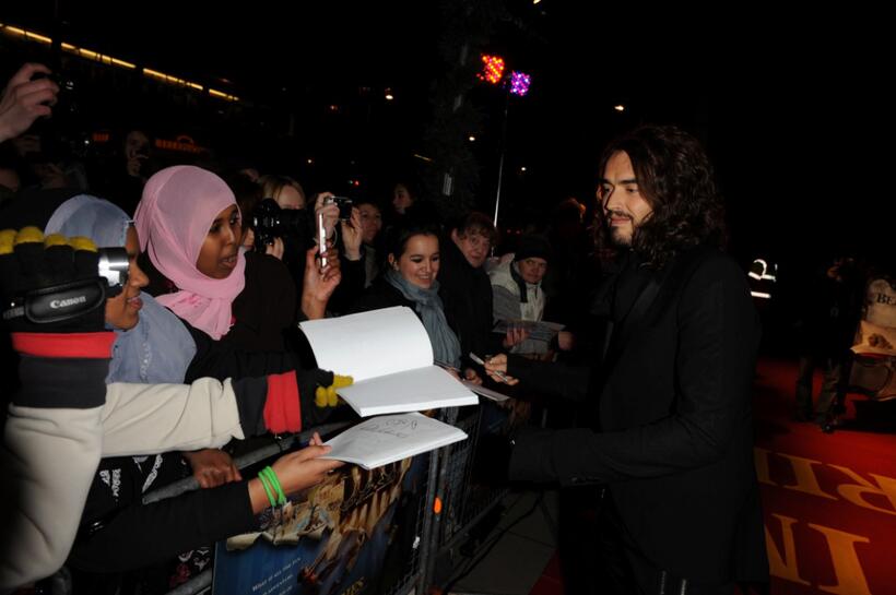 Russell Brand at the UK premiere of "Bedtime Stories."