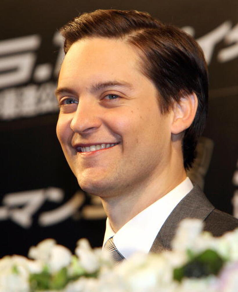 "Spider-Man 3" star Tobey Maguire promotes the film at a press conference in Tokyo.