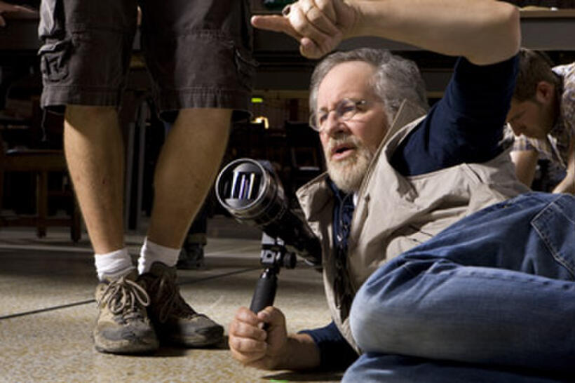 Director Steven Spielberg on the set of "Indiana Jones and the Kingdom of the Crystal Skull."