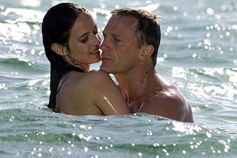 Vesper (Eva Green) and Bond (Daniel Craig) develop a romance in "Casino Royale."