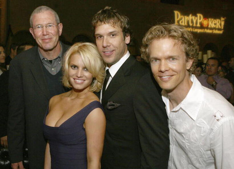Lionsgate president Michael Paseornek, Jessica Simpson; Dane Cook and director Greg Coolidge at the afterparty for the Los Angeles premiere of "Employee of the Month"