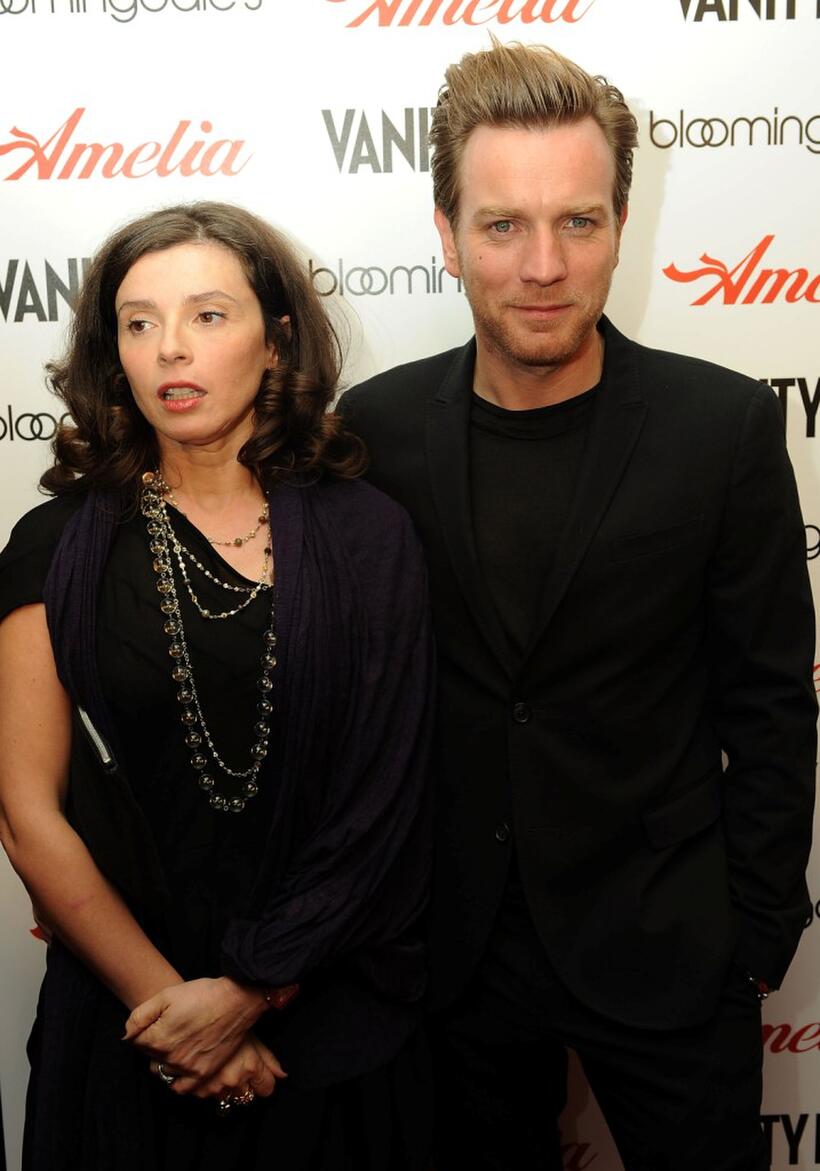 Eve Mavrakis and Ewan McGregor at the New York premiere of "Amelia."