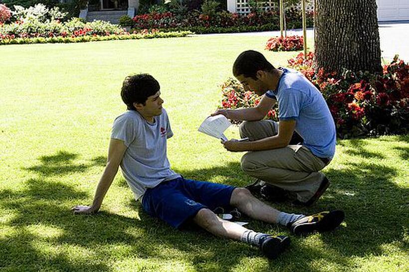 Adam Brody with director Jonathan Kasdan on the set of "In the Land of Women."