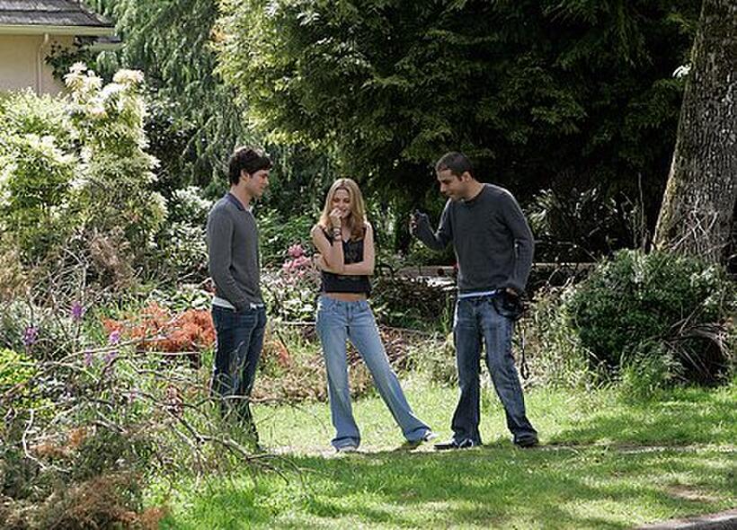 Adam Brody, Kristen Stewart and director Jonathan Kasdan on the set of "In the Land of Women."