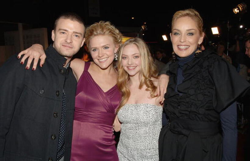 Actors Justin Timberlake, Dominique Swain, Amanda Seyfried and Sharon Stone at the Hollywood premiere of "Alpha Dog."
