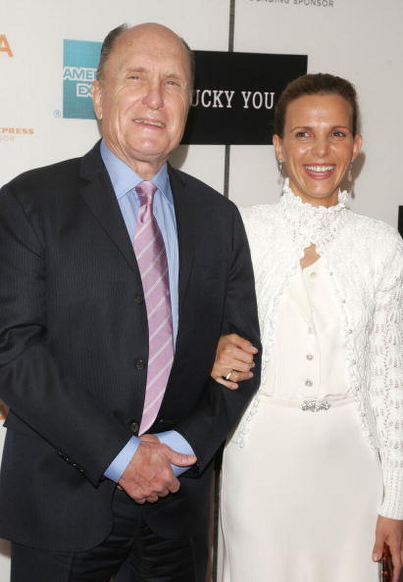 "Lucky You" star Robert Duvall and Luciana Pedraza at the premiere at the Tribeca Film Festival in N.Y.