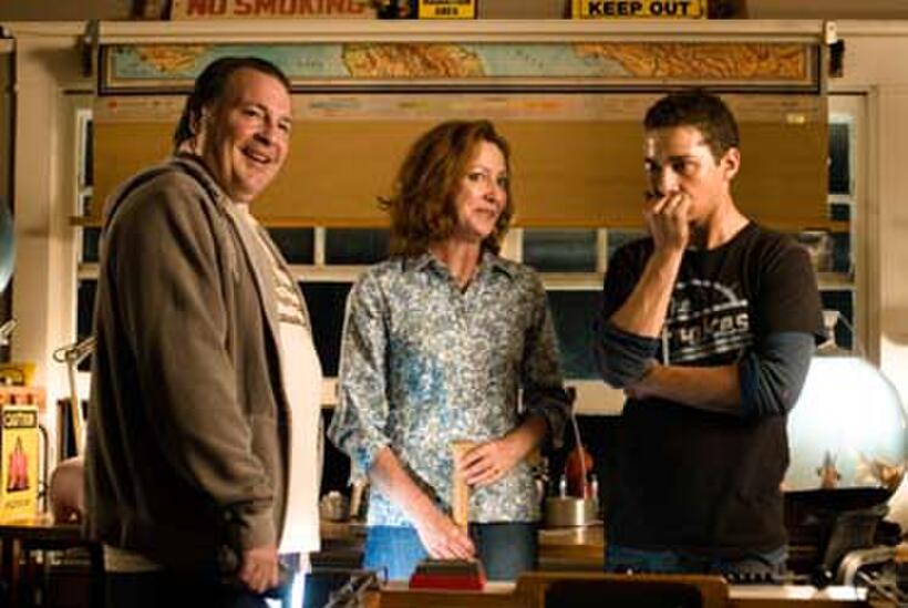 Kevin Dunn, Julie White and Shia LaBeouf in "Transformers."