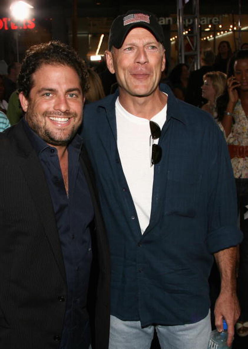 Director Brett Ratner and Bruce Willis at the Hollywood premiere of "Talladega Nights: The Ballad of Ricky Bobby."