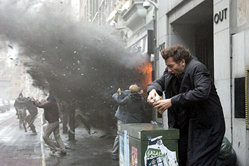Clive Owen ducks a bomb blast in "Children of Men."