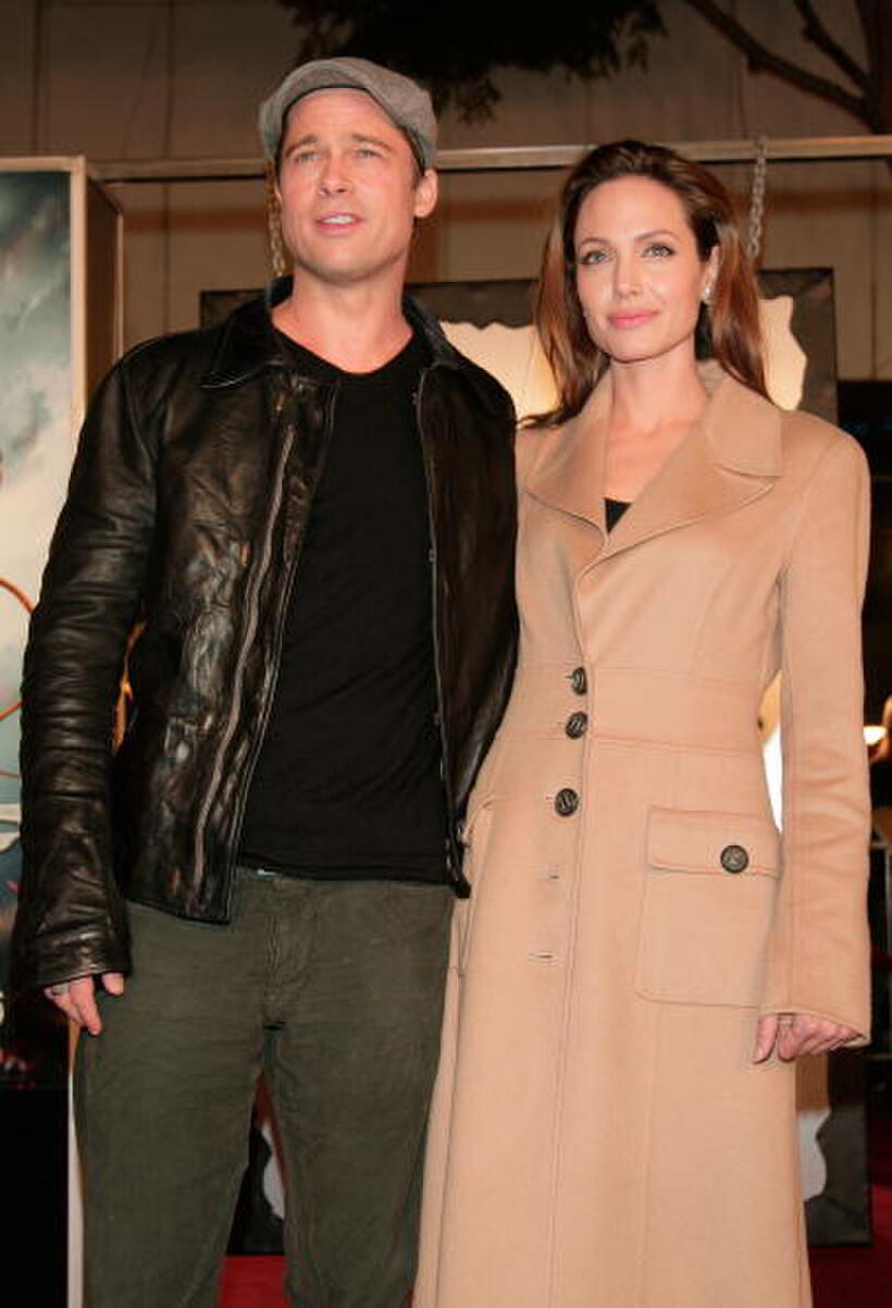Actors Brad Pitt and Angelina Jolie at the L.A. premiere of "Beowulf."