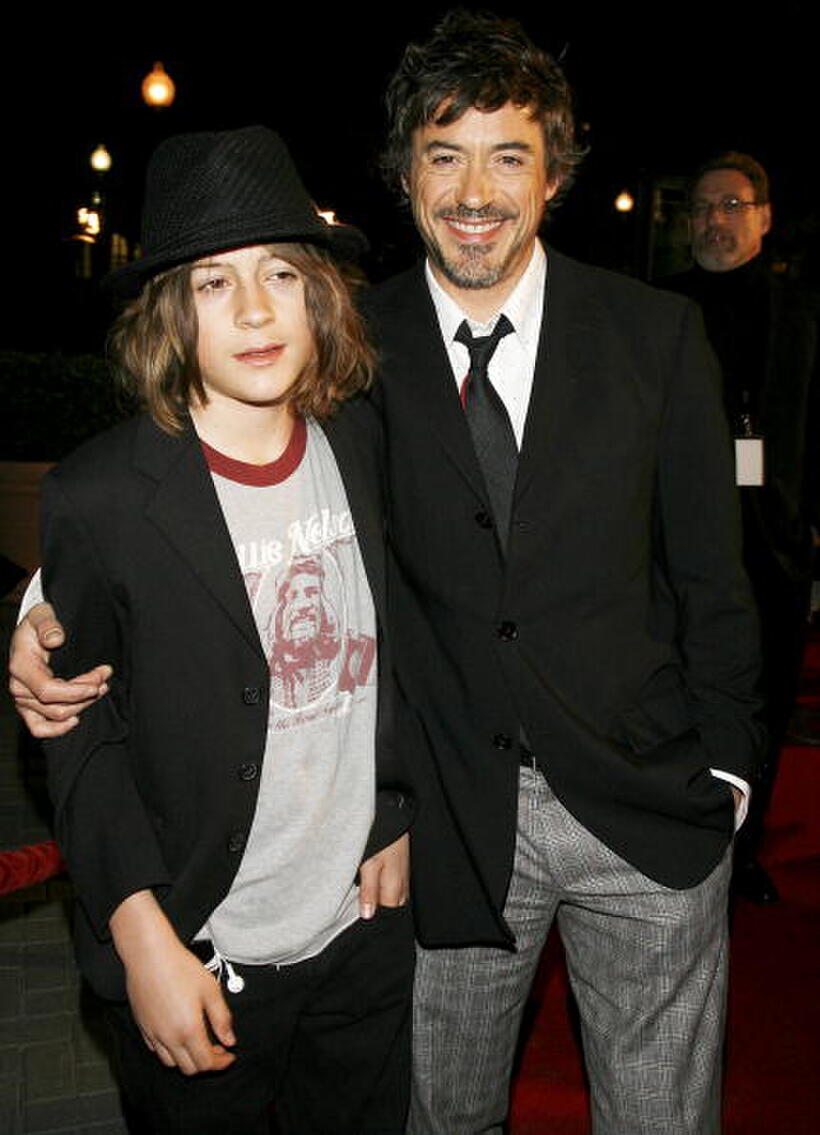 Actor Robert Downey Jr. and his son Indio at the L.A. premiere of "Zodiac."
