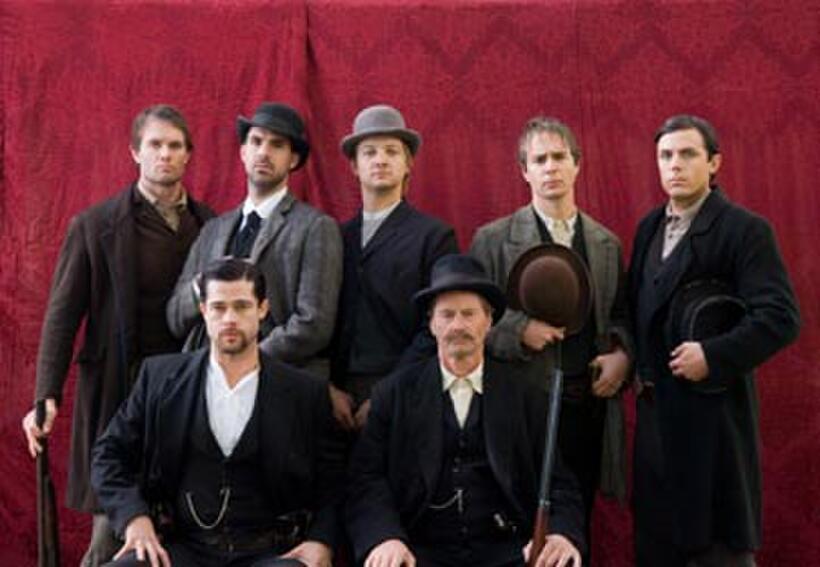 Garret Dillahunt, Brad Pitt, Paul Schneider, Jeremy Renner, Sam Shepard, Sam Rockwell and Casey Affleck in "The Assassination of Jesse James by the Coward Robert Ford."