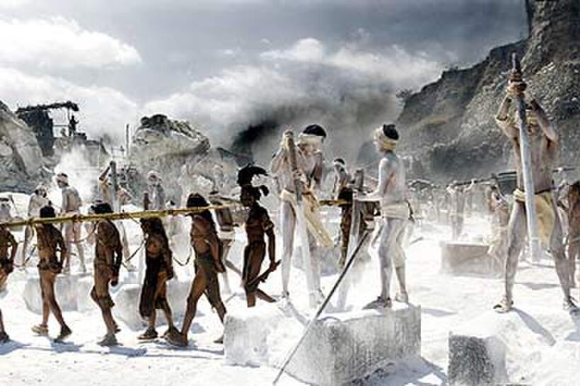 Behind the scenes, on location in "Apocalypto."