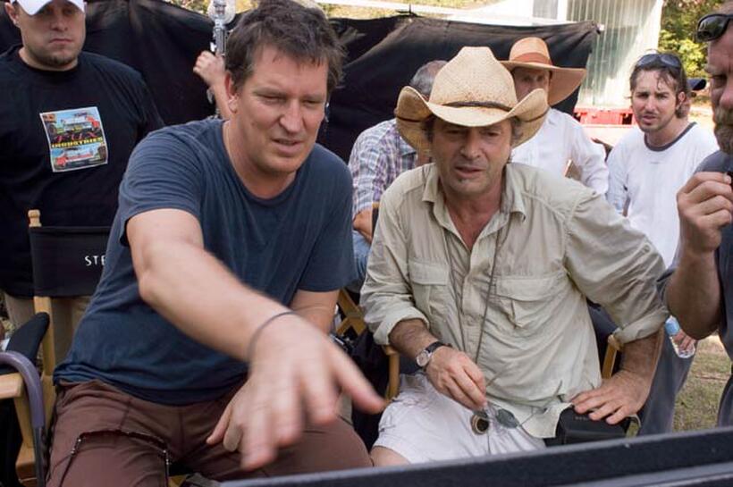 Director Stephen Hopkins and director of photography Peter Levy on the set of "The Reaping."
