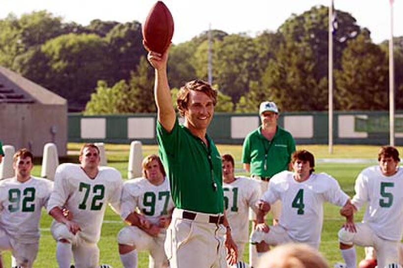 Coach Lengyel (Matthew McConaughey) gives a pep talk in "We Are Marshall."